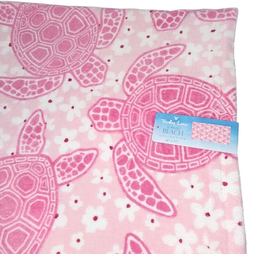 Truly Lou Collection Oversize Cotton Spa Pool Beach Towel Turtle Pink 36x72in